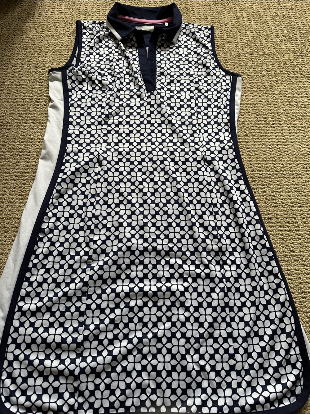 Callaway Navy & White Floral-Print Sleeveless Polo Golf dress